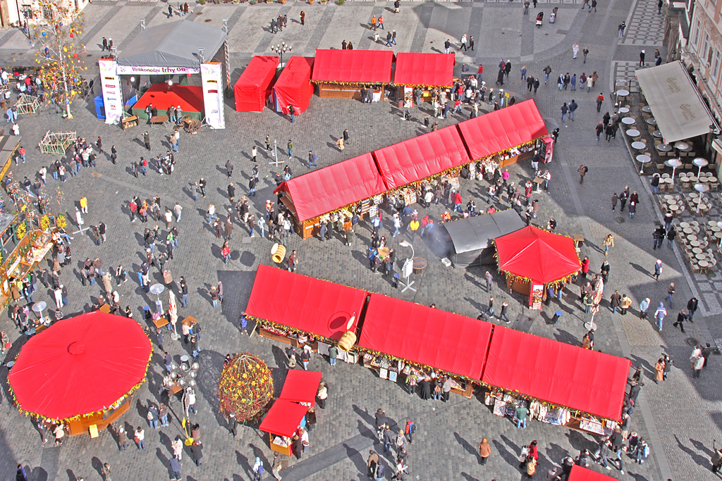 Prague Easter Fair, as seen from the top of the Town Hall tower