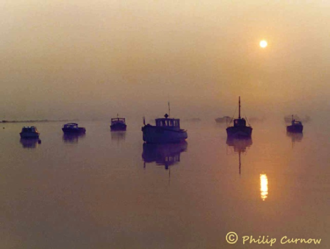 Sailing out of Benbridge Harbour on Melissa to catch the early morning tide